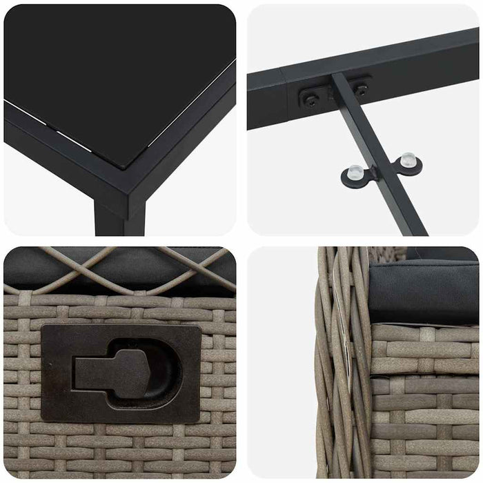 Set de masă pentru grădină 9 pcs Gri poliratan - WALTI WALTI