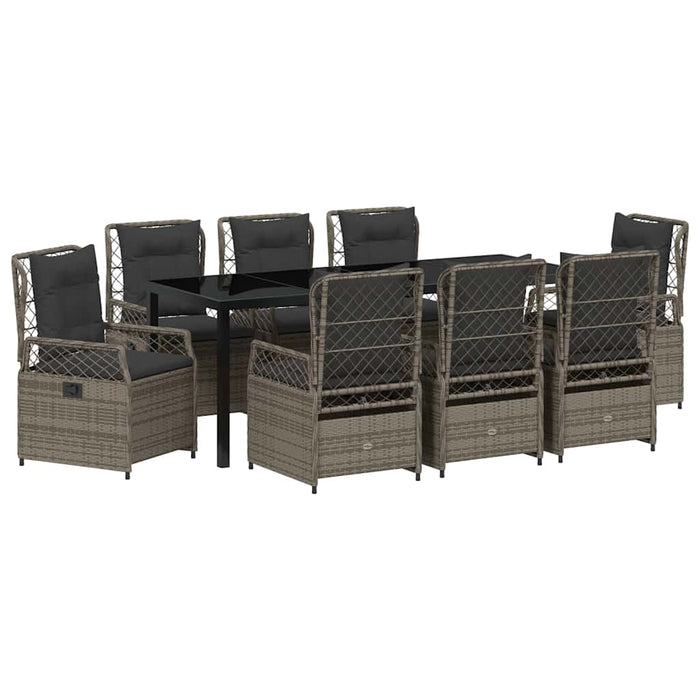 Set de masă pentru grădină 9 pcs Gri poliratan - WALTI WALTI