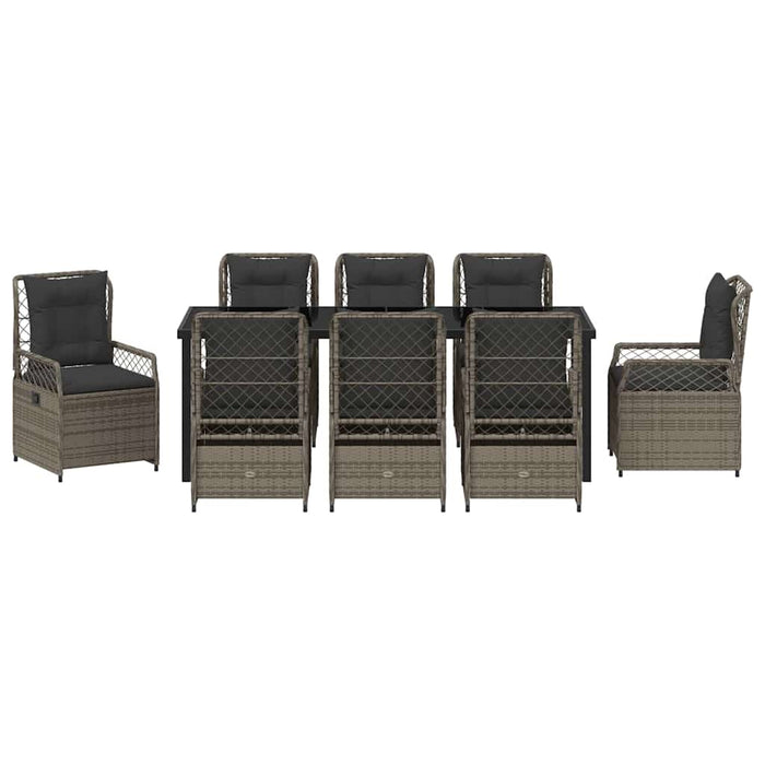 Set de masă pentru grădină 9 pcs Gri poliratan - WALTI WALTI