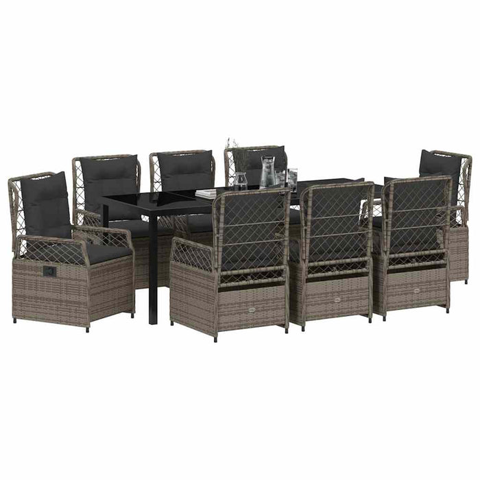 Set de masă pentru grădină 9 pcs Gri poliratan - WALTI WALTI