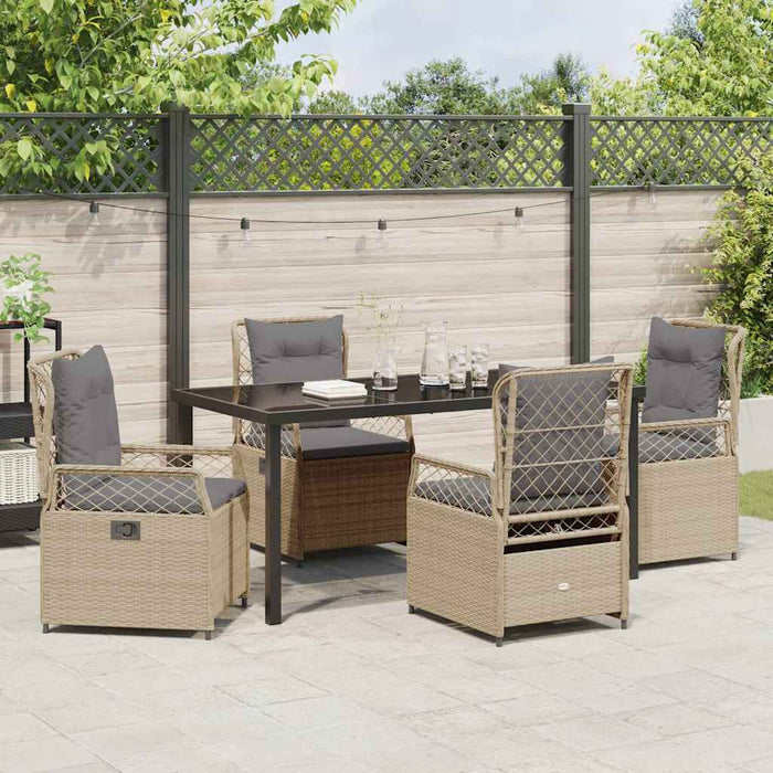 Set de masă pentru grădină 5 pcs Beige și gri deschis poliratan - WALTI WALTI