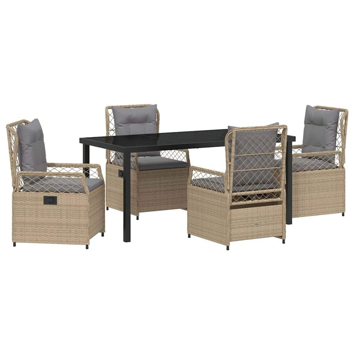 Set de masă pentru grădină 5 pcs Beige și gri deschis poliratan - WALTI WALTI