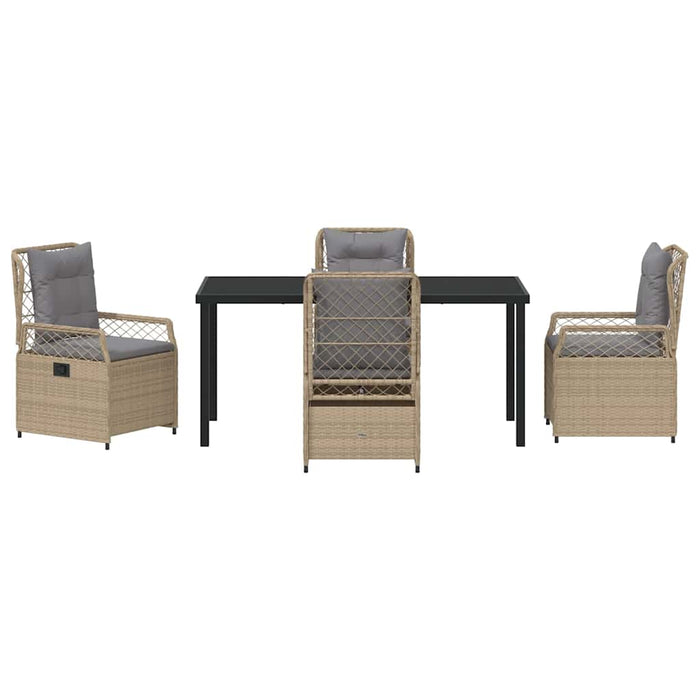 Set de masă pentru grădină 5 pcs Beige și gri deschis poliratan - WALTI WALTI