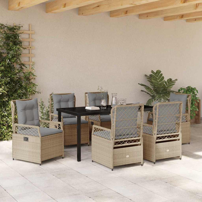 Set de masă pentru grădină 7 pcs Beige și gri deschis poliratan - WALTI WALTI