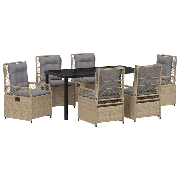 Set de masă pentru grădină 7 pcs Beige și gri deschis poliratan - WALTI WALTI