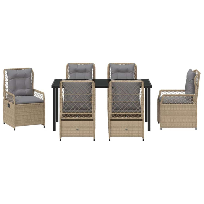 Set de masă pentru grădină 7 pcs Beige și gri deschis poliratan - WALTI WALTI