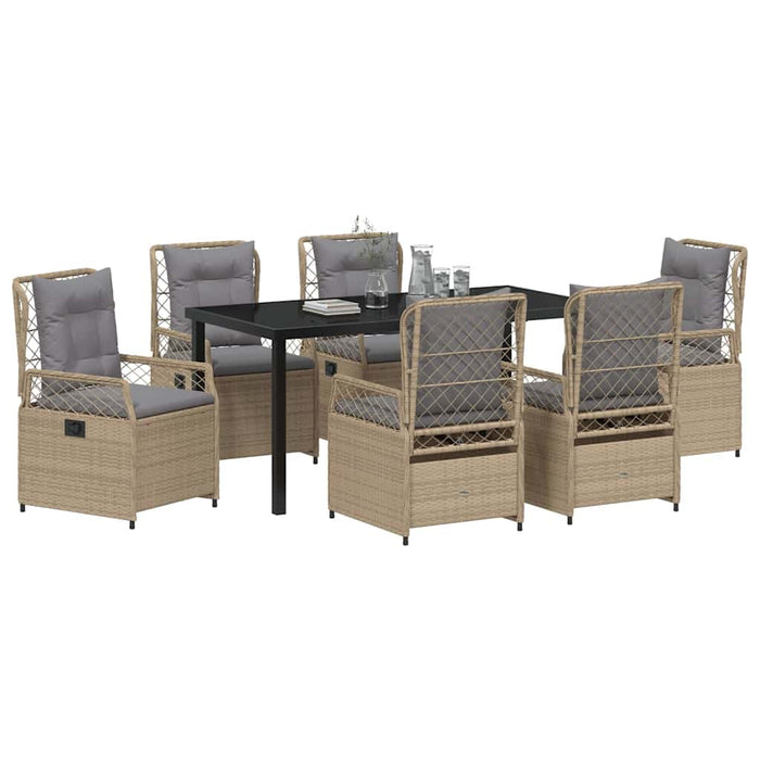 Set de masă pentru grădină 7 pcs Beige și gri deschis poliratan - WALTI WALTI