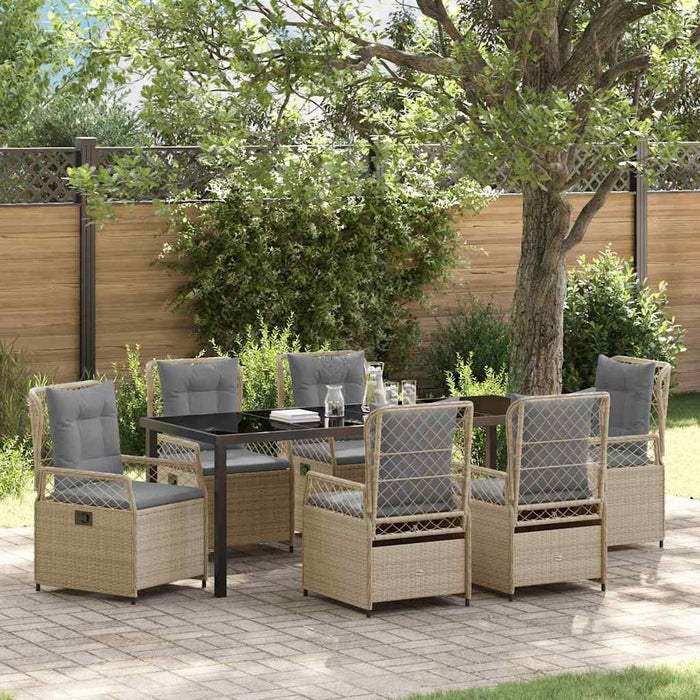 Set de masă pentru grădină 7 pcs Beige și gri deschis poliratan - WALTI WALTI