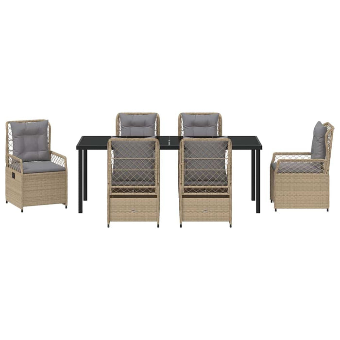 Set de masă pentru grădină 7 pcs Beige și gri deschis poliratan - WALTI WALTI