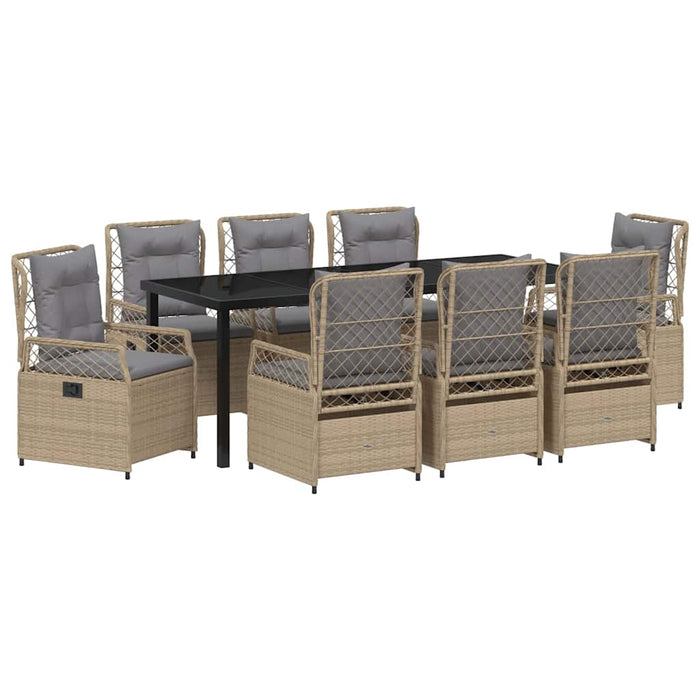 Set de masă pentru grădină 9 pcs Beige și gri deschis poliratan - WALTI WALTI