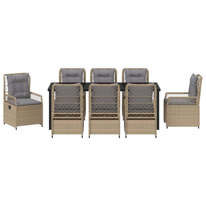 Set de masă pentru grădină 9 pcs Beige și gri deschis poliratan - WALTI WALTI