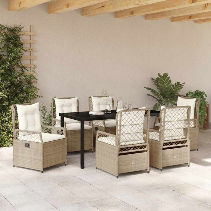 Set de masă pentru grădină 7 pcs Bej și alb crem poliratan - WALTI WALTI