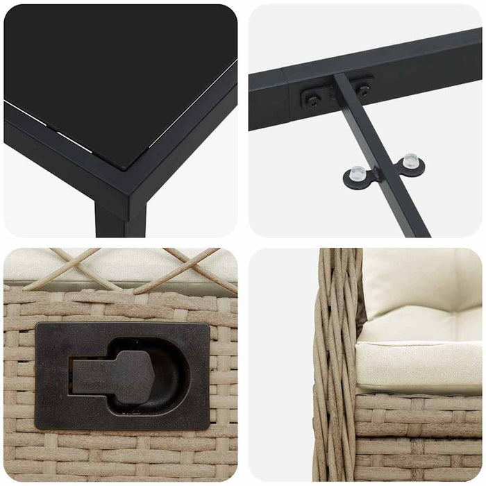 Set de masă pentru grădină 7 pcs Bej și alb crem poliratan - WALTI WALTI