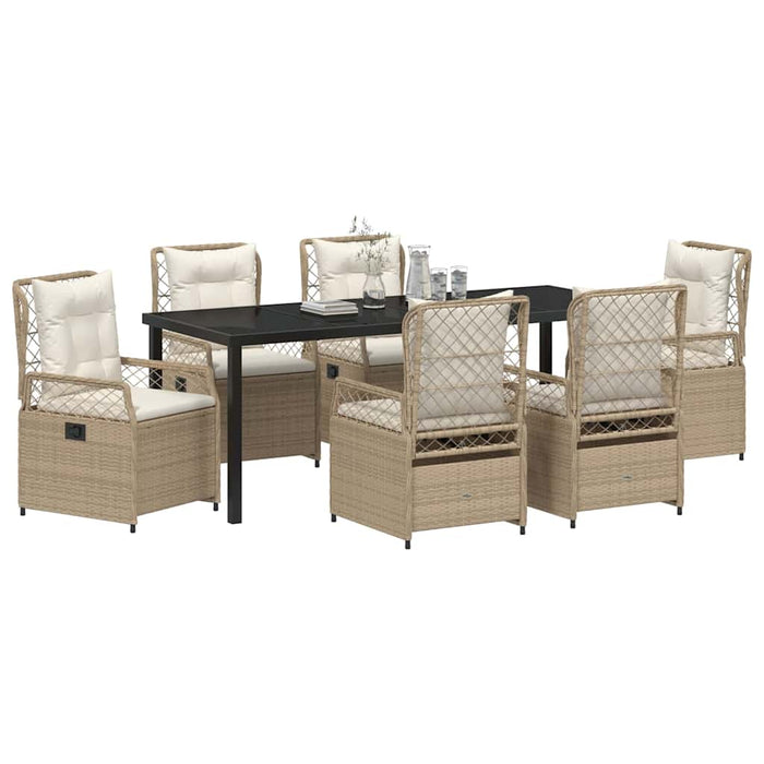 Set de masă pentru grădină 7 pcs Bej și alb crem poliratan - WALTI WALTI