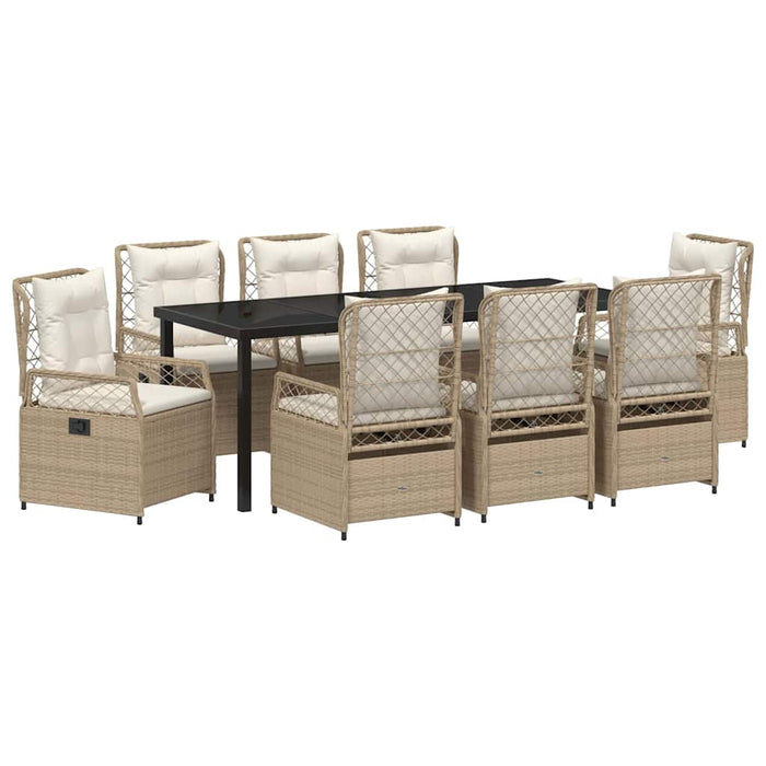 Set de masă pentru grădină 9 pcs Bej și alb crem poliratan - WALTI WALTI