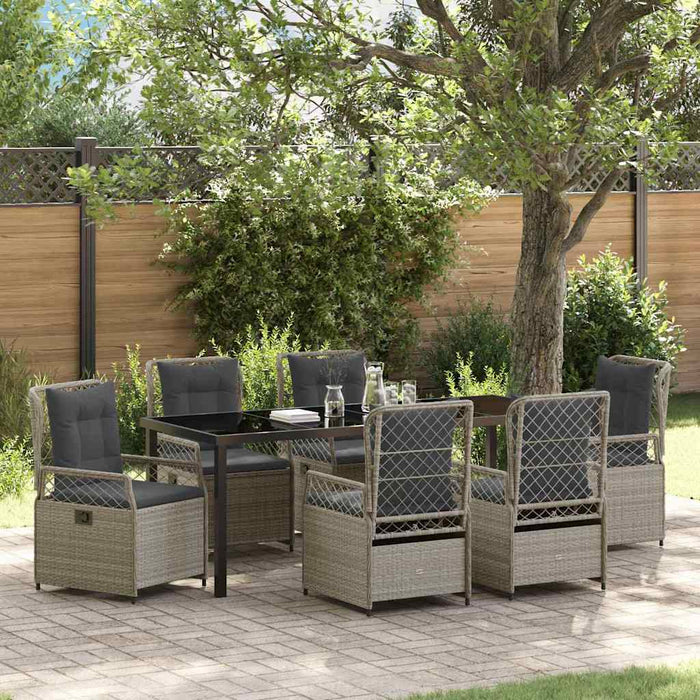 Set de masă pentru grădină 7 pcs Gri deschis poliratan - WALTI WALTI