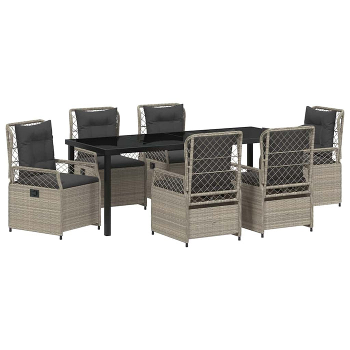 Set de masă pentru grădină 7 pcs Gri deschis poliratan - WALTI WALTI