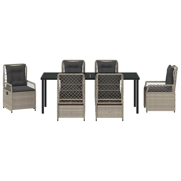 Set de masă pentru grădină 7 pcs Gri deschis poliratan - WALTI WALTI