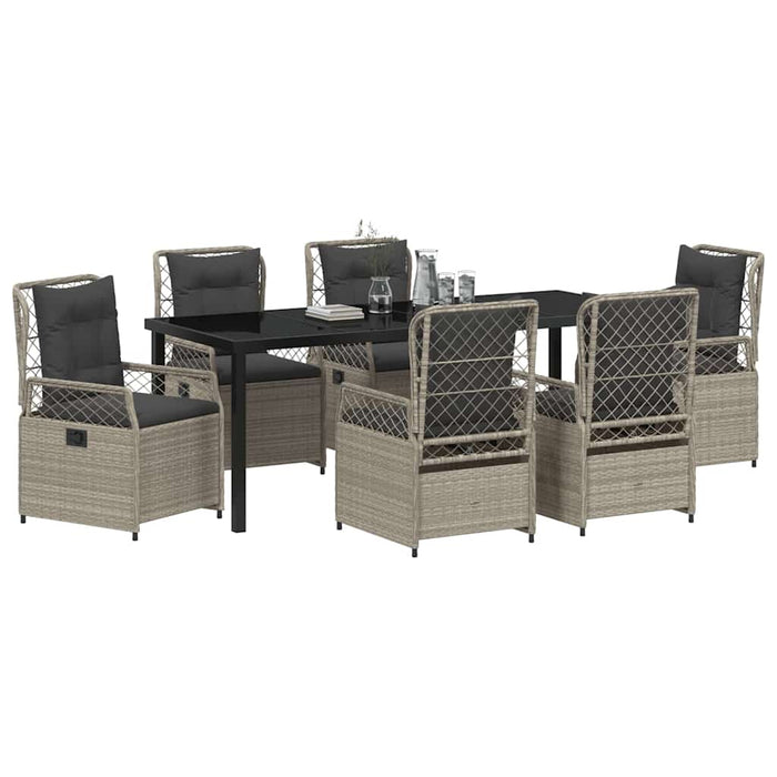 Set de masă pentru grădină 7 pcs Gri deschis poliratan - WALTI WALTI