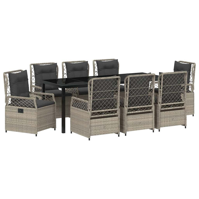 Set de masă pentru grădină 9 pcs Gri deschis poliratan - WALTI WALTI