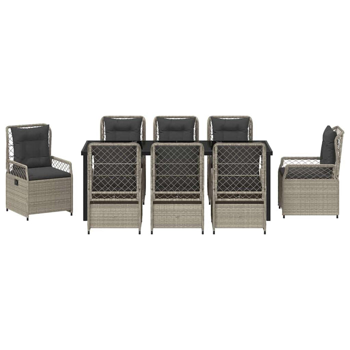 Set de masă pentru grădină 9 pcs Gri deschis poliratan - WALTI WALTI
