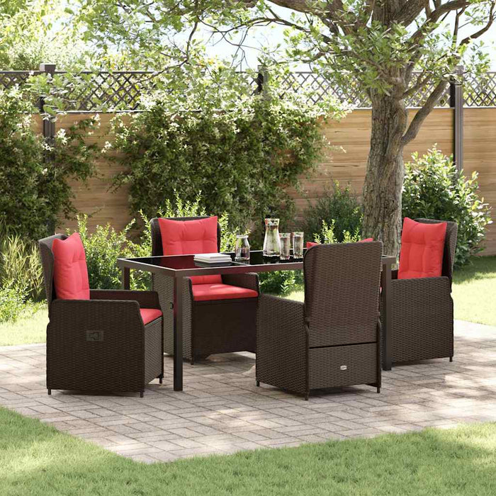 Set de masă pentru grădină cu pernă 5 pcs Maro Rattan poli - WALTI WALTI