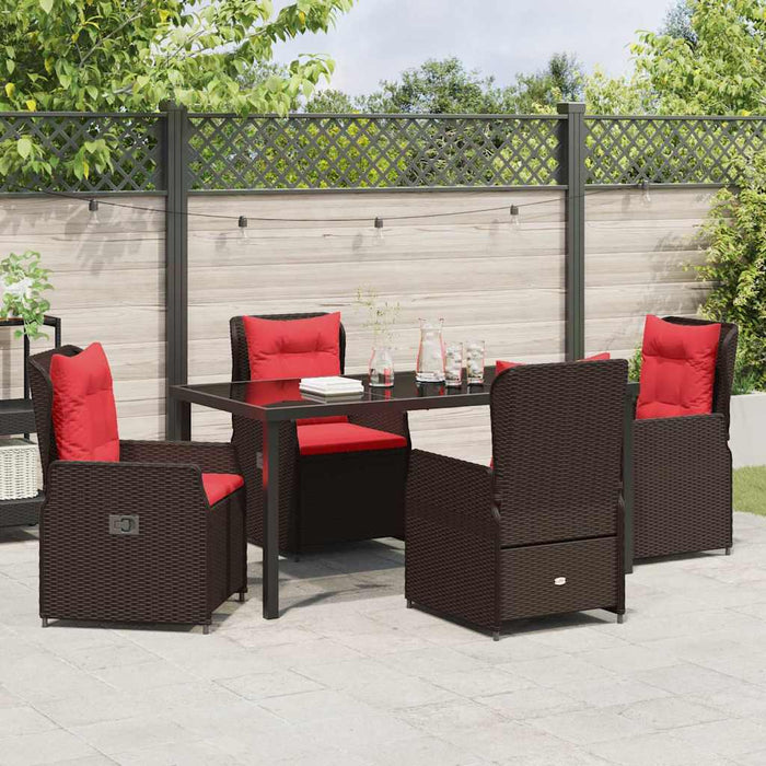 Set de masă pentru grădină cu pernă 5 pcs Maro Rattan poli - WALTI WALTI