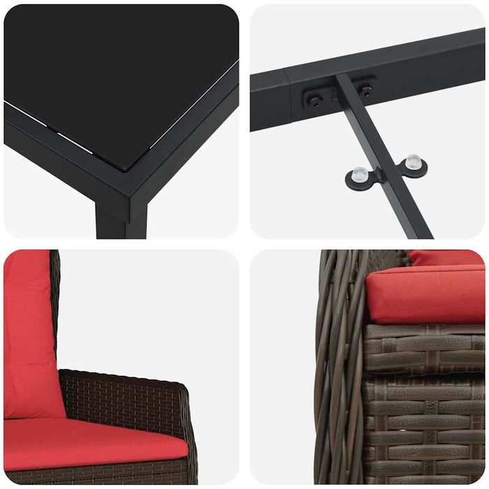 Set de masă pentru grădină cu pernă 7 pcs Maro Rattan poli - WALTI WALTI