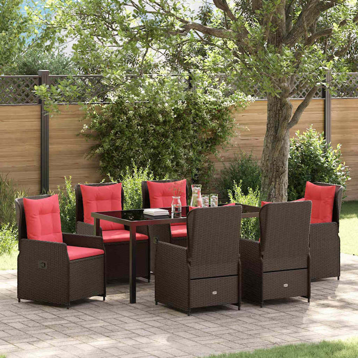 Set de masă pentru grădină cu pernă 7 pcs Maro Rattan poli - WALTI WALTI