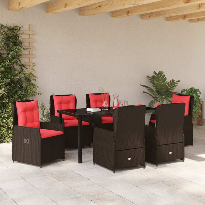 Set de masă pentru grădină cu pernă 7 pcs Maro Rattan poli - WALTI WALTI