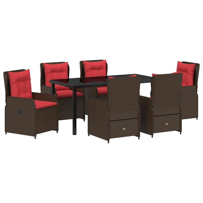 Set de masă pentru grădină cu pernă 7 pcs Maro Rattan poli - WALTI WALTI