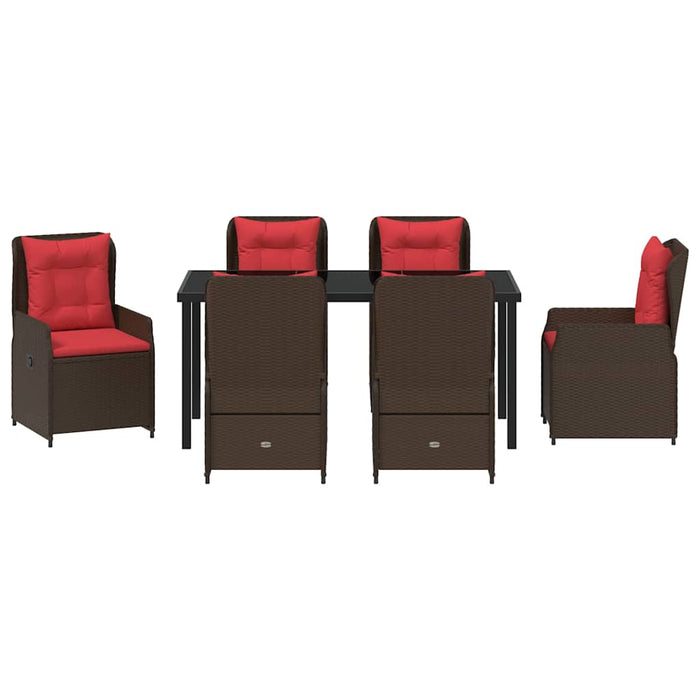 Set de masă pentru grădină cu pernă 7 pcs Maro Rattan poli - WALTI WALTI