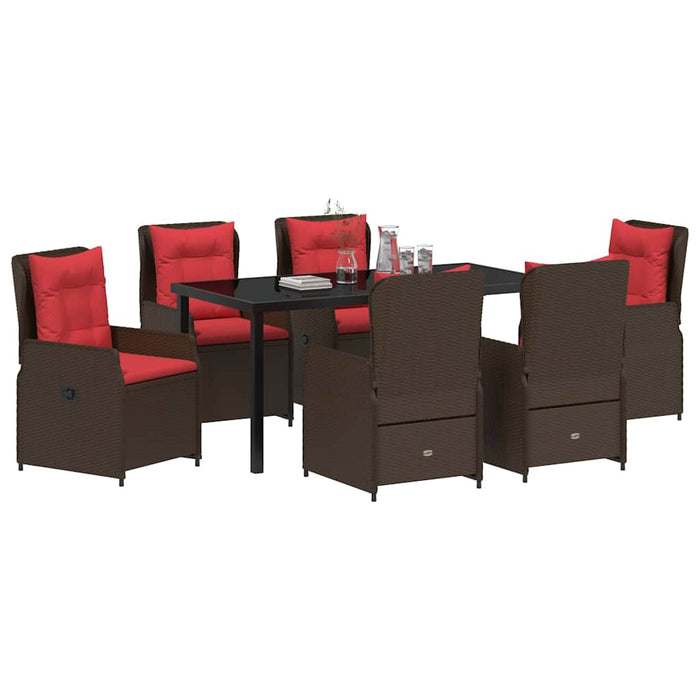 Set de masă pentru grădină cu pernă 7 pcs Maro Rattan poli - WALTI WALTI