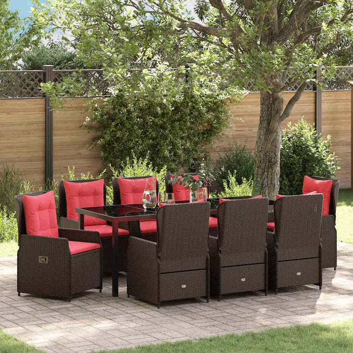 Set de masă pentru grădină 9 pcs Maro Rattan poli - WALTI WALTI
