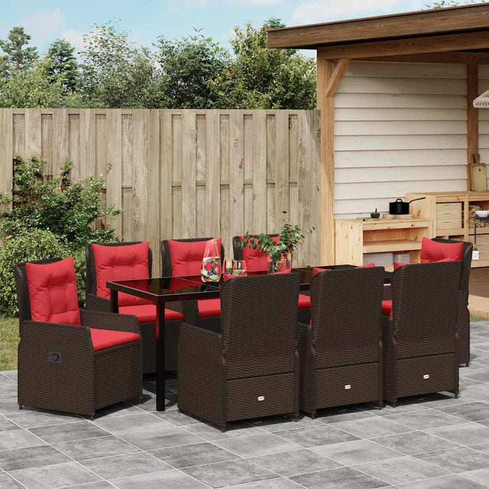 Set de masă pentru grădină 9 pcs Maro Rattan poli - WALTI WALTI