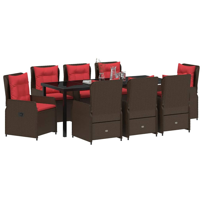 Set de masă pentru grădină 9 pcs Maro Rattan poli - WALTI WALTI