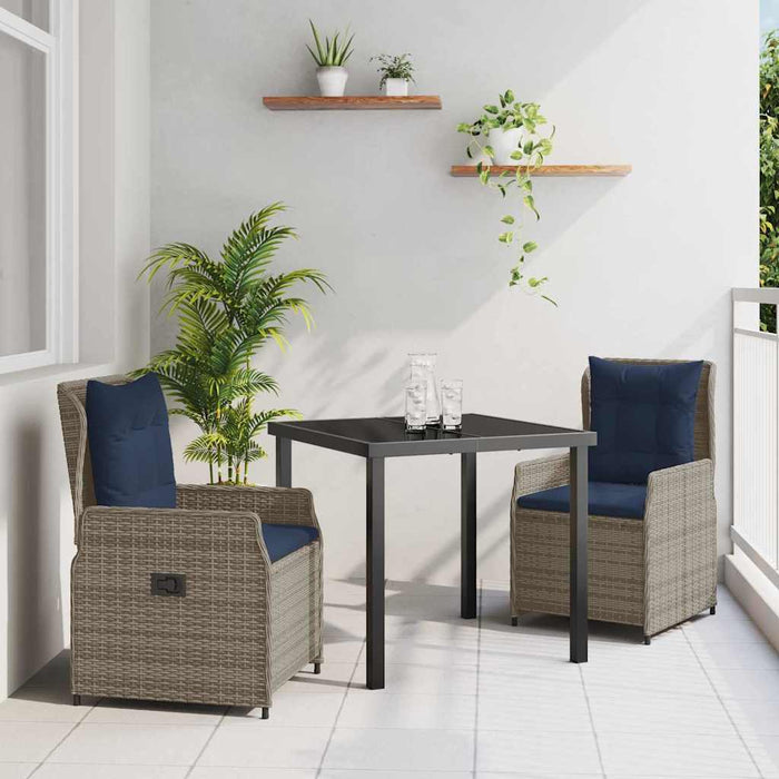 Set de masă pentru grădină 3 pcs Gri Rattan poli - WALTI WALTI