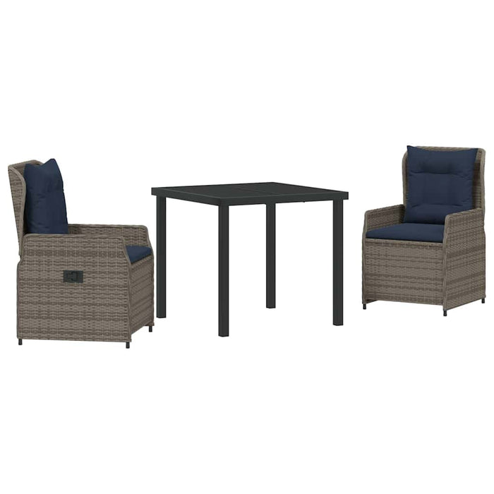 Set de masă pentru grădină 3 pcs Gri Rattan poli - WALTI WALTI