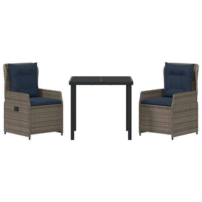 Set de masă pentru grădină 3 pcs Gri Rattan poli - WALTI WALTI