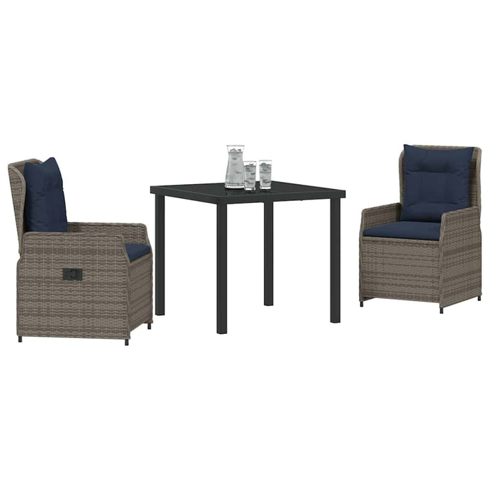 Set de masă pentru grădină 3 pcs Gri Rattan poli - WALTI WALTI