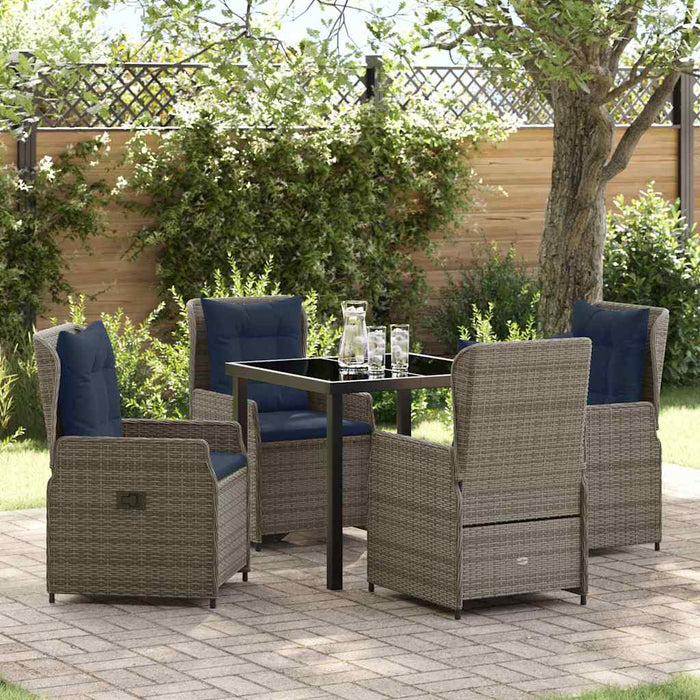 Set de masă pentru grădină 5 pcs Gri Rattan poli - WALTI WALTI