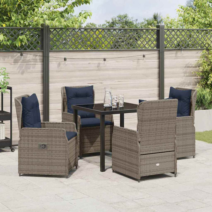 Set de masă pentru grădină 5 pcs Gri Rattan poli - WALTI WALTI