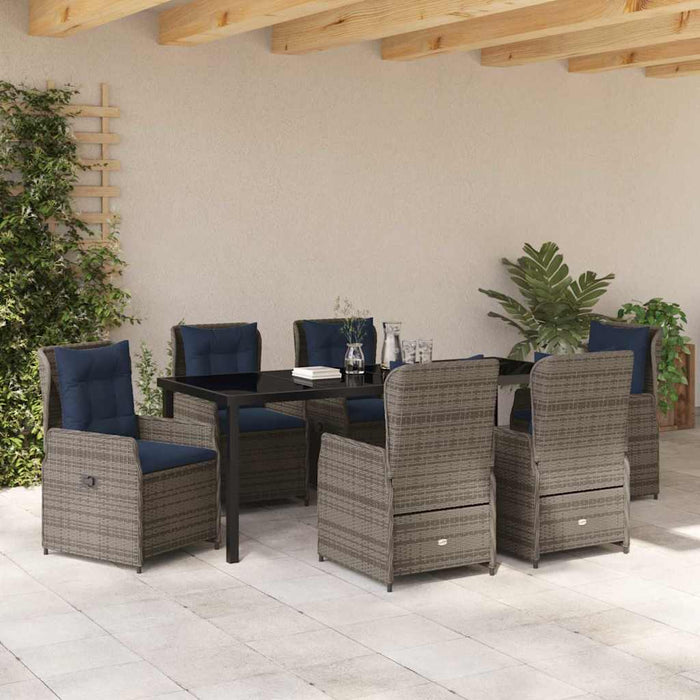 Set de masă pentru grădină 7 pcs Gri Rattan poli - WALTI WALTI