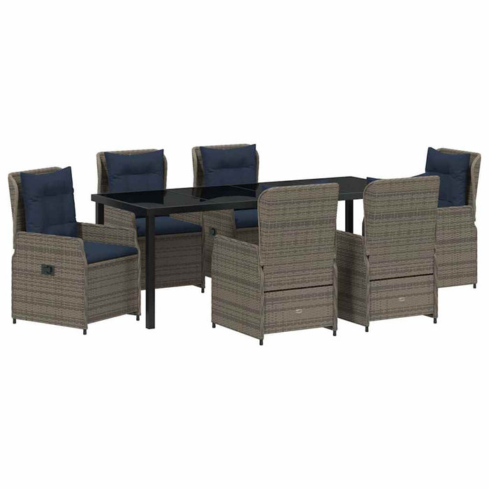 Set de masă pentru grădină 7 pcs Gri Rattan poli - WALTI WALTI