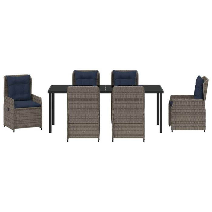 Set de masă pentru grădină 7 pcs Gri Rattan poli - WALTI WALTI