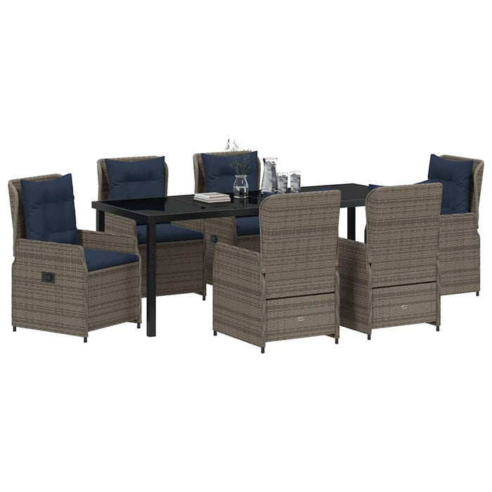 Set de masă pentru grădină 7 pcs Gri Rattan poli - WALTI WALTI