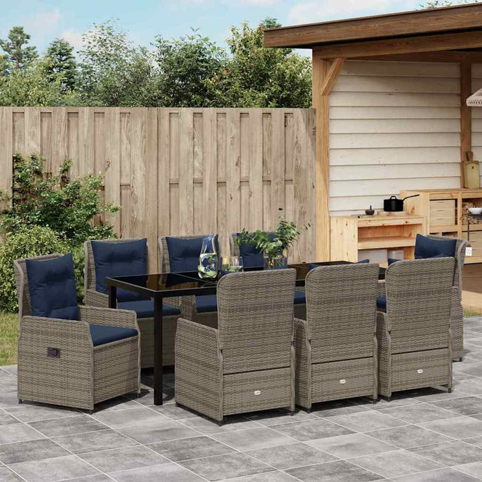 Set de masă pentru grădină 9 pcs Gri Rattan poli - WALTI WALTI