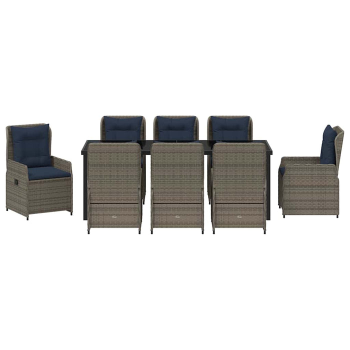 Set de masă pentru grădină 9 pcs Gri Rattan poli - WALTI WALTI
