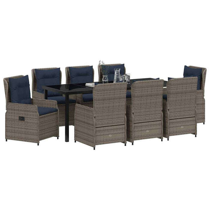 Set de masă pentru grădină 9 pcs Gri Rattan poli - WALTI WALTI
