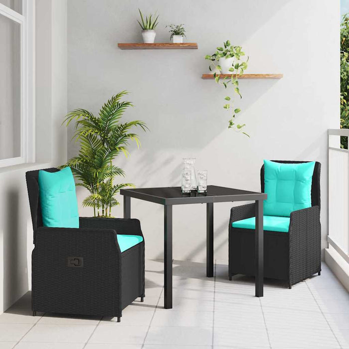 Set de masă pentru grădină 3 pcs Negru Rattan poli - WALTI WALTI